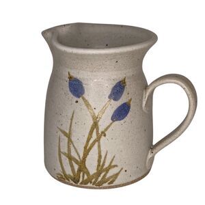 Vintage Greg McElroy Pottery Blue & Brown Floral Botanical Design 4.5" x 5.5"